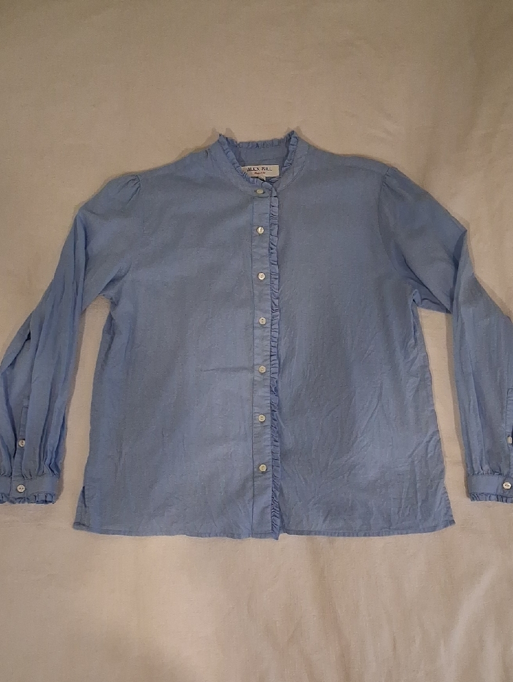 Alex Mill Chantilly Ruffle Shirt In Cotton Voile Small DISCOLORED SPOTS ON BACK